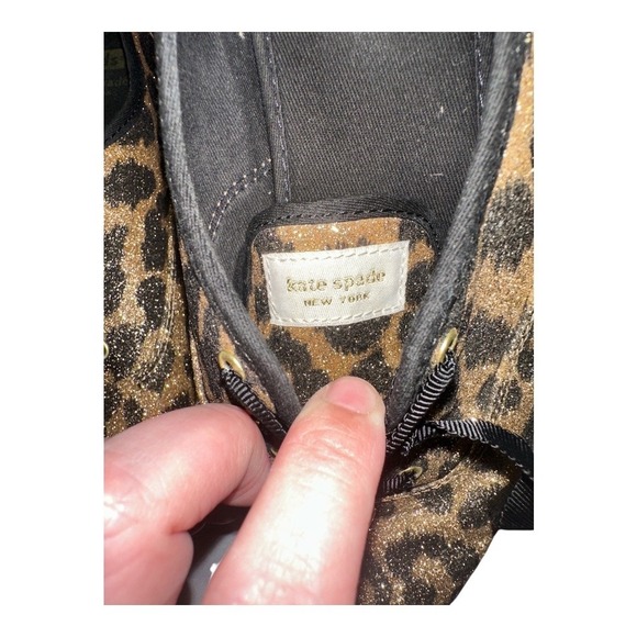 Keds x Kate Spade Leopard Print Glitter Sneakers, Size 9 - Picture 6 of 9